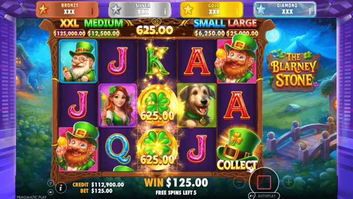 The Blarney Stone - 5番目のリールに帽子があるMoney Collect画面