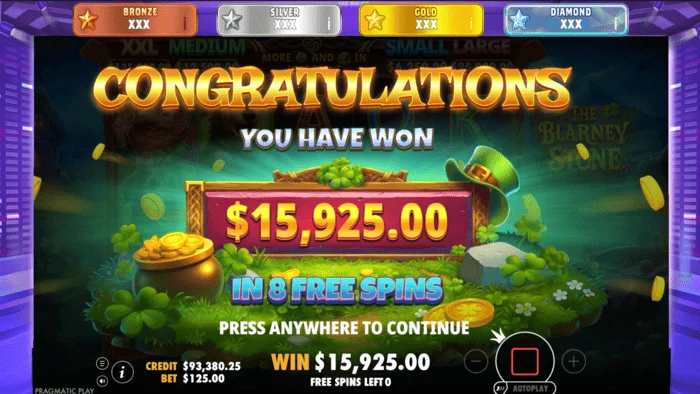 The Blarney Stone - ボーナスラウンドでの総勝利額