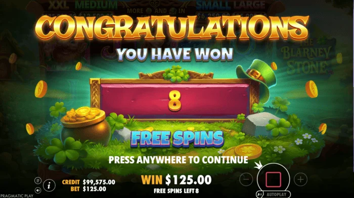 The Blarney Stone - Free Spinsラウンドの開始